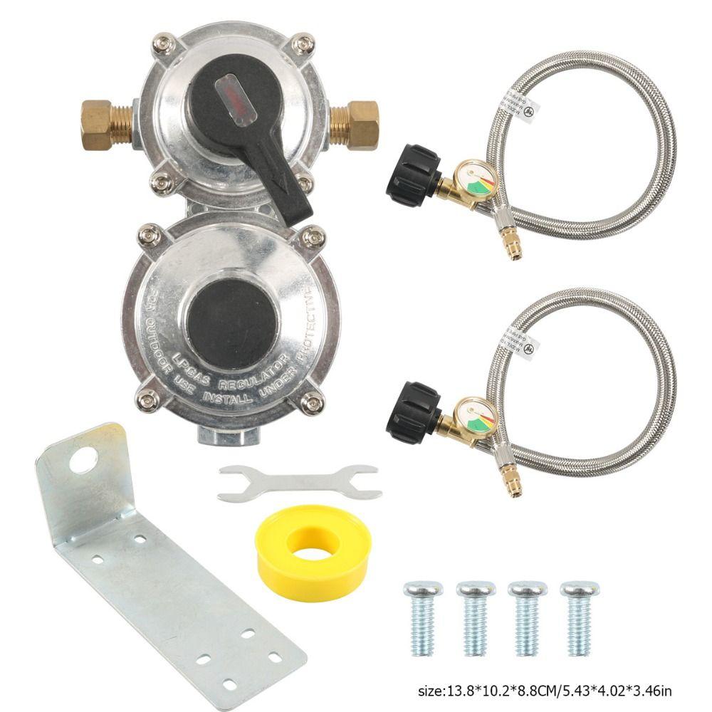 Safe Double Ended LP Propane Regulator Kit Stainless Steel Stainless Steel Hose Kit  Trailer