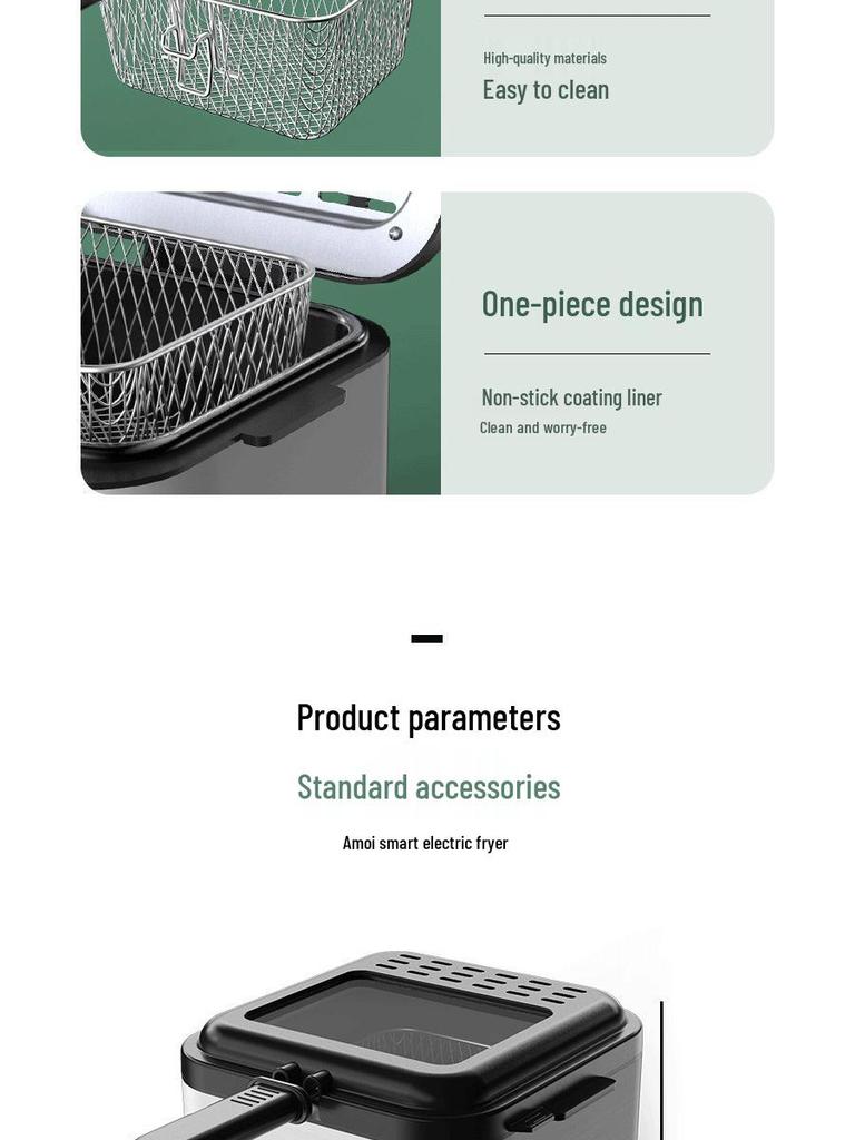 Electric Deep Fryer, 2.5L Large Capacity, with Fry Basket for French Fries