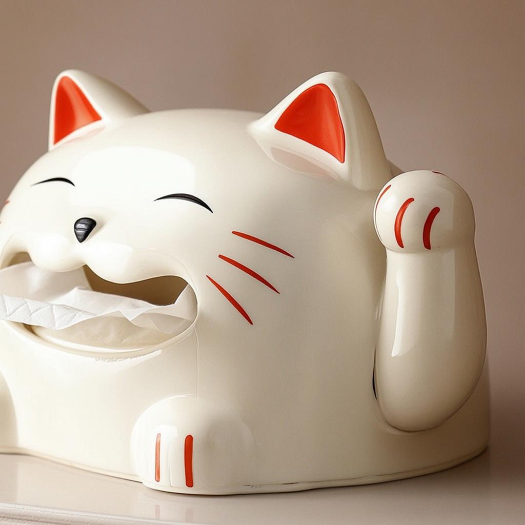 Cat Shaped Tissue Box Functional Cat Tissue Box Decorative Charming for Living Room, Bedside Table