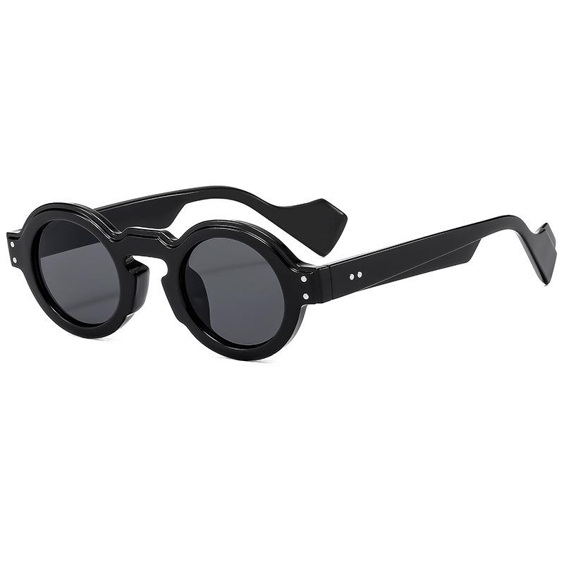 

1Pc Personalized Rivet Round Frame Sunglasses, Uv Protection, Unisex Style, Trendy and Versatile, for Vacation, Queueing up