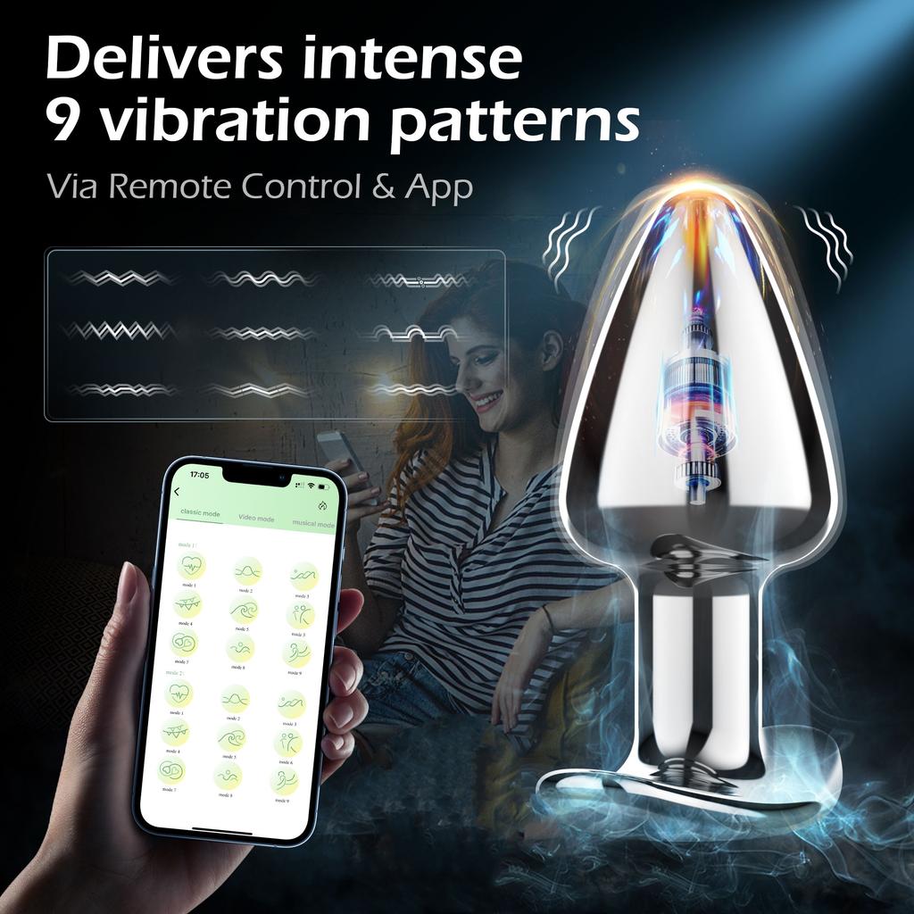 Vibrating Metal Anal Plug Vibrator Sex Toy for Woman Men Prostate Massager APP Control Stainless Steel Dildo Butt Plug