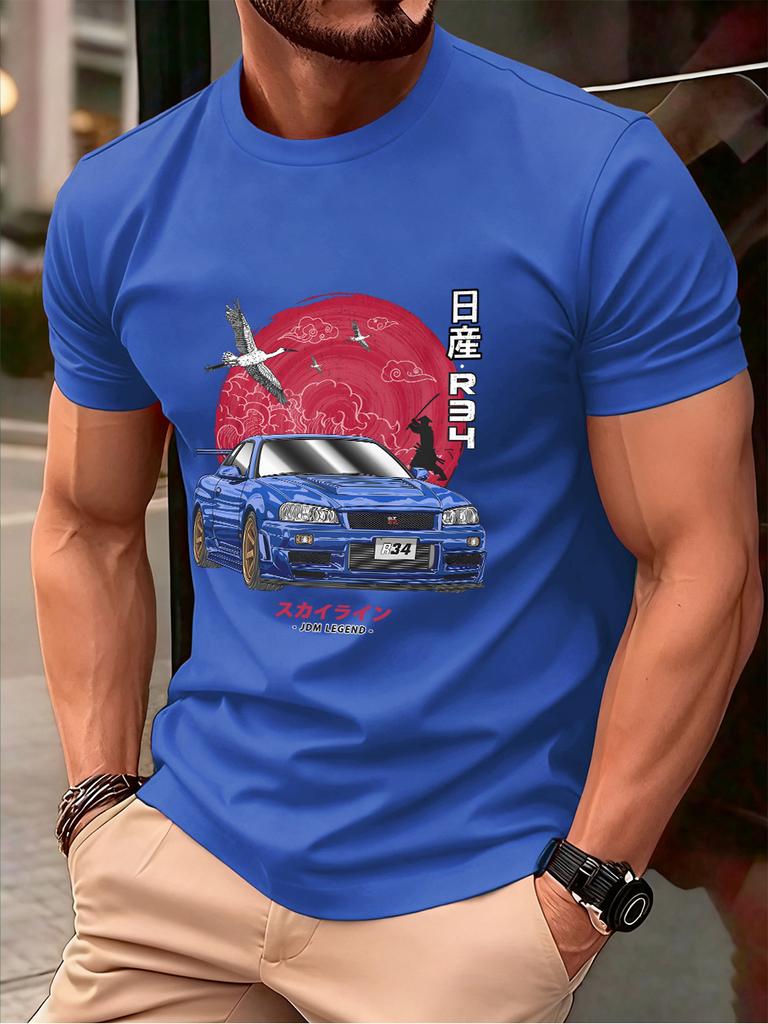 Nippon Jdm Skyline Gtr R34 Prints Cotton TShirts Mens Summer Soft T Shirt Oversized ONeck Short Sleeve Tops Basic Male Clothes
