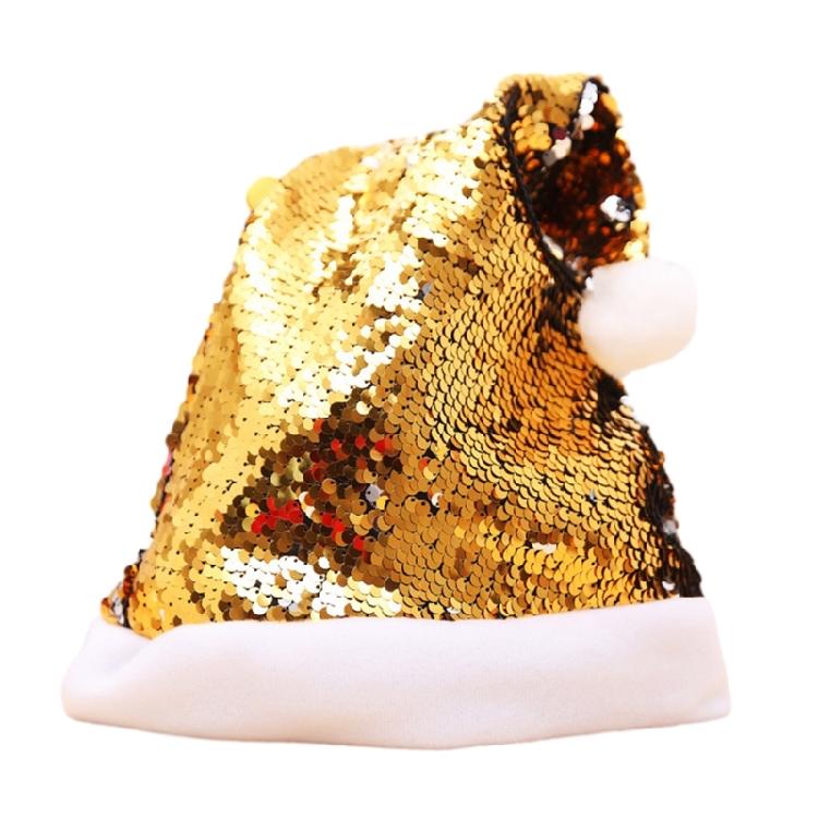 Holiday Glitter Santa Hat Color Flip Sequins Christmas Hat Santa Clauses Hat