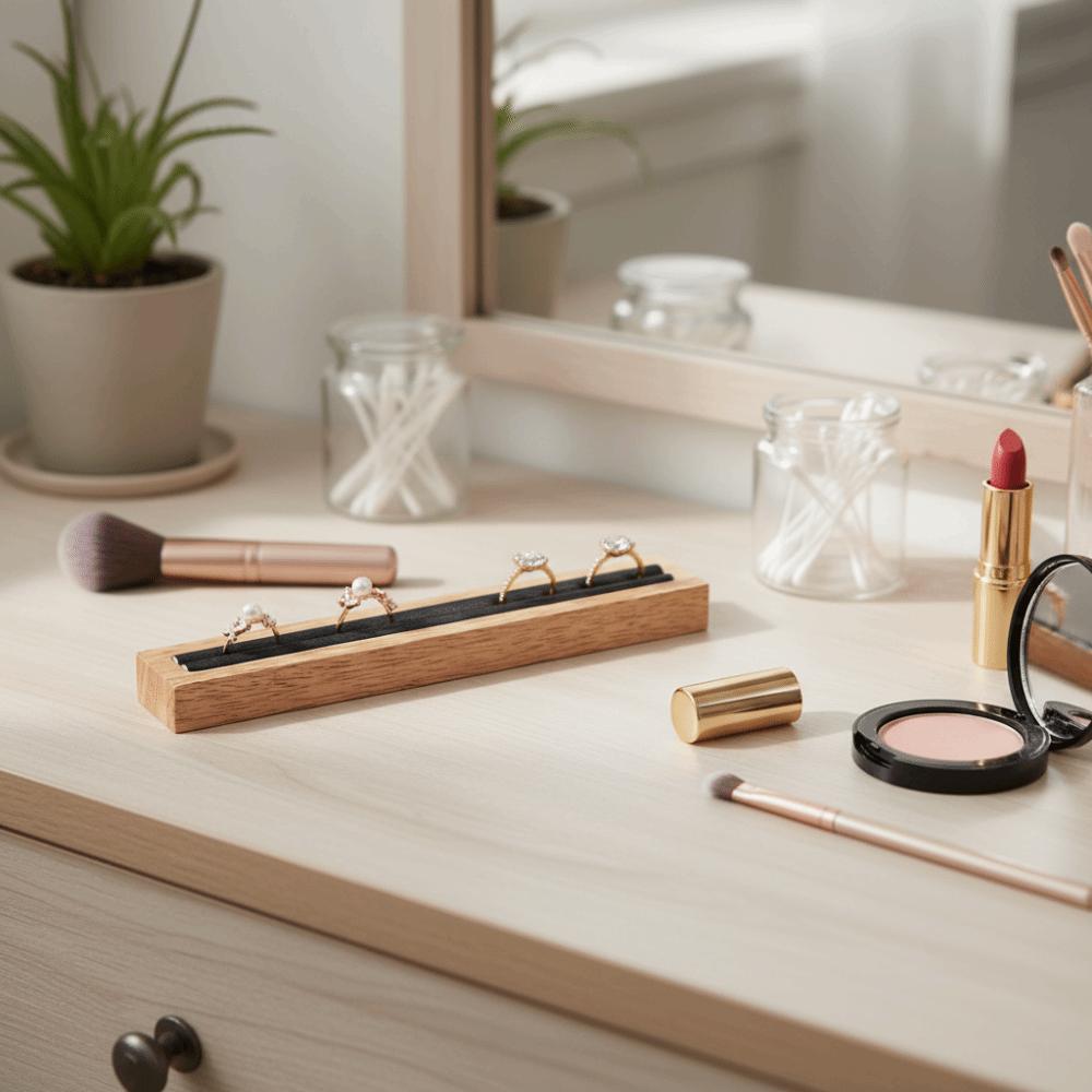 Rings Storage Wooden Ring Display Rectangular Shape Jewelry Organizers Quality Jewelry Stand Rings
