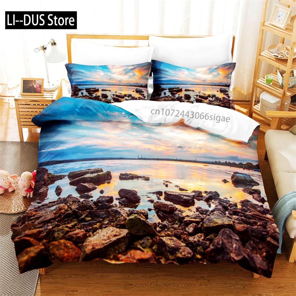 Beautiful Seaside Beach Bedding Set Duvet Cover Set 3d Bedding Digital Printing Queen Size Bedding Set Fashion Design
