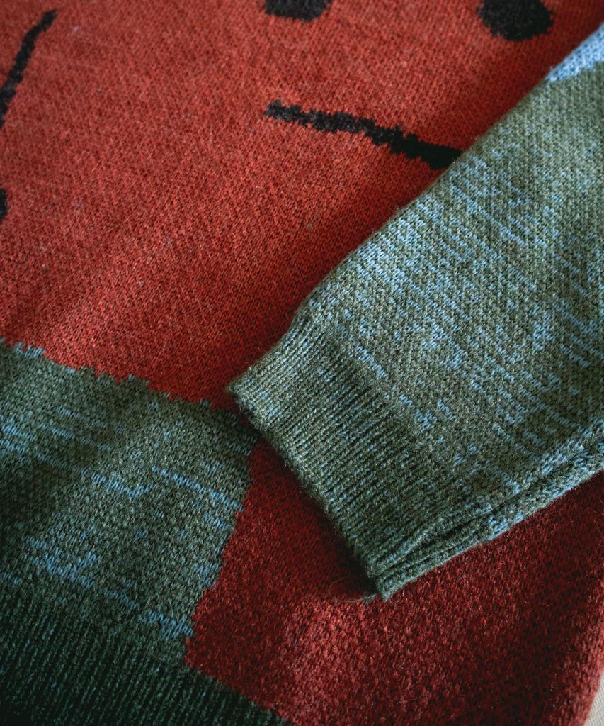 GROUNDWORK Square Man Knit Sweater / Blue-Brown Mix