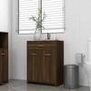 Bathroom Cabinet - Brown Oak - 60x33x80 Cm - Engineered Wood - 1 Drawer - 2 Doors