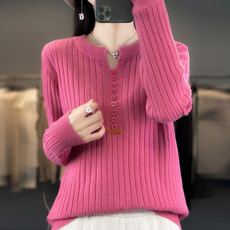 Herbst Damen Pullover Temperament Pullover Rundhals Regelmäßige Pullover Damen Strickwaren