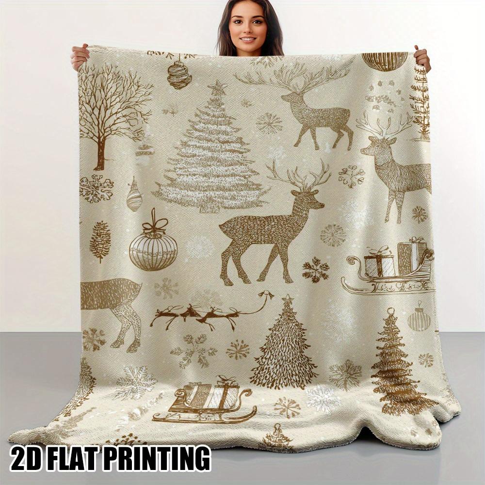 

Ultra-Soft Christmas Blanket 1pc Ultra-Soft Luxury Flannel Christmas Blanket - Vintage Winter Scenes with Reindeer, Snowflakes 30x40in