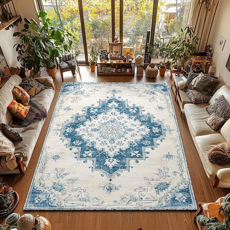 RAKKS Luxury Bohemian Crystal Area Rug,Washable,Anti-Slip,Modern Floral Print for Living Room,Bedroom Home Decor Large Carpet