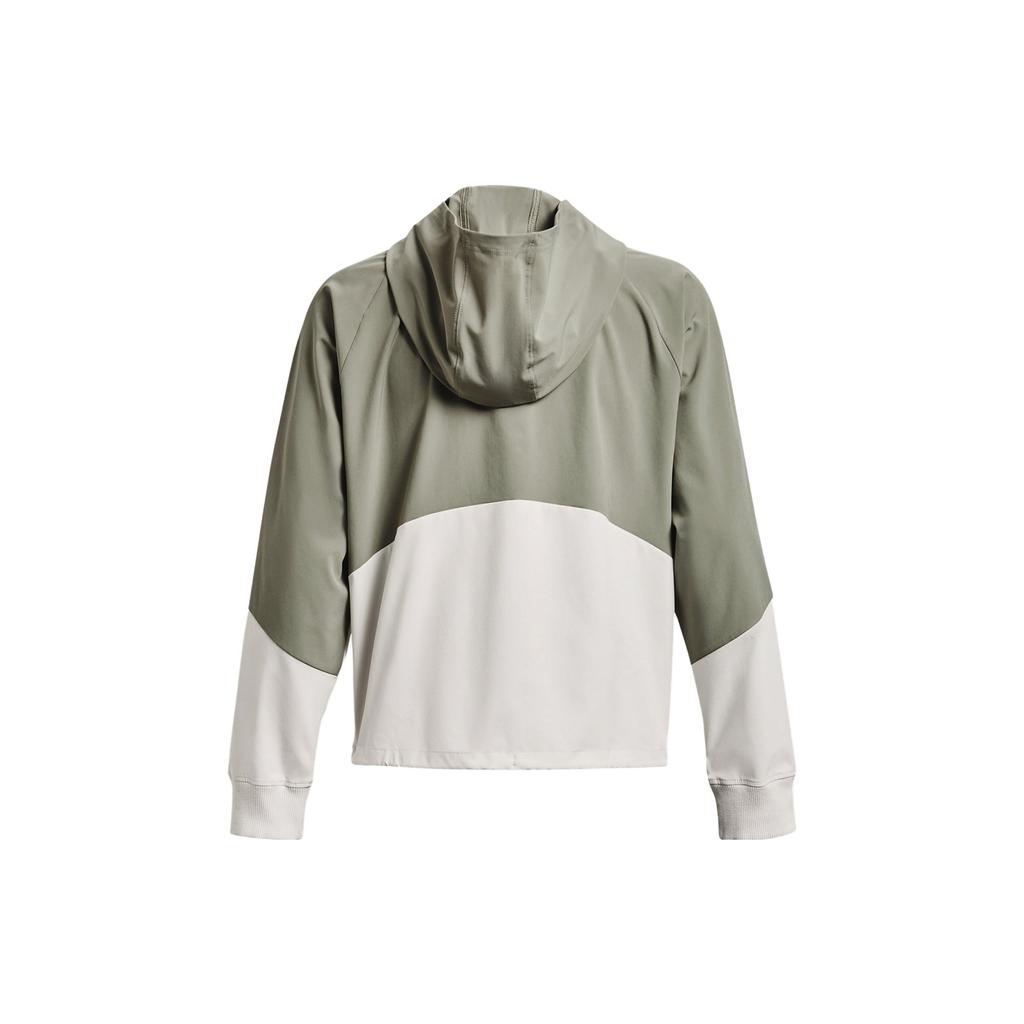 Under Armour Woven Full-Zip Color Block Hooded Jacket Women Jackets Grove-Green 1369889-504