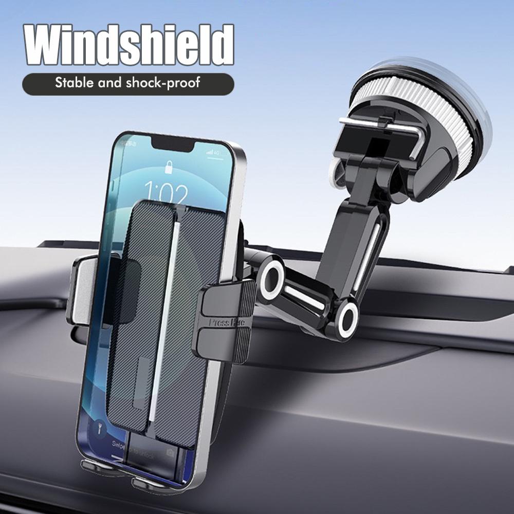 Car Phone Holder with Suction Cup Base Multi-Functional Car Navigation Mount for Windshield and Dashboard