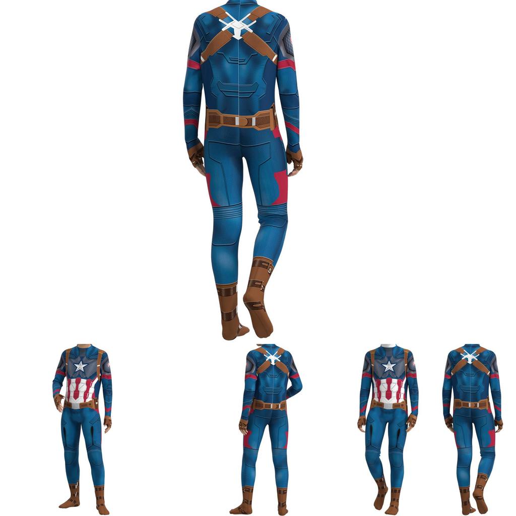 Captain America Kids Boys Cosplay Costume Jumpsuit For Parties And More!