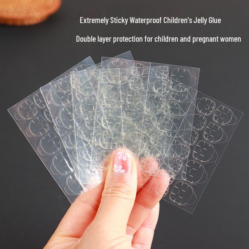 Kids Ultra-Thin Waterproof Yellow Jelly Nail Stickers - High Viscosity Double-Sided Adhesive Children (7-13 years)