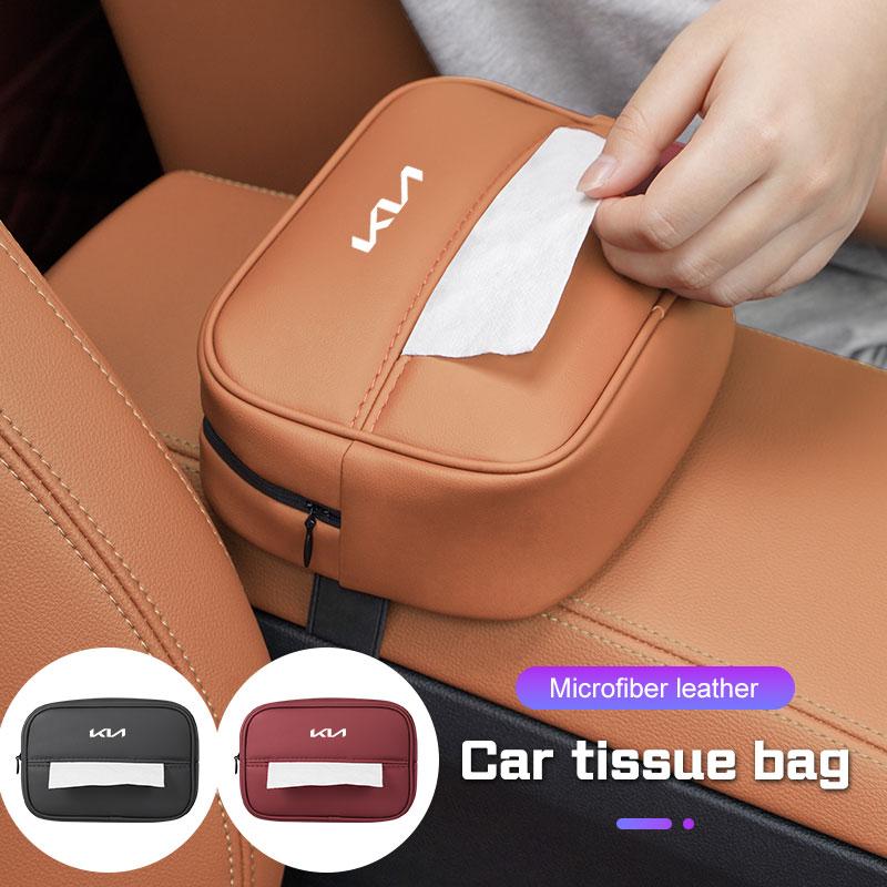 BBDS7 For Kia GTLine K3 K5 k8 k9 Sportege Picanto Optima Soul Ceed Car Tissue Box Storage Bag Microfiber Leather Paper Case Accessorie