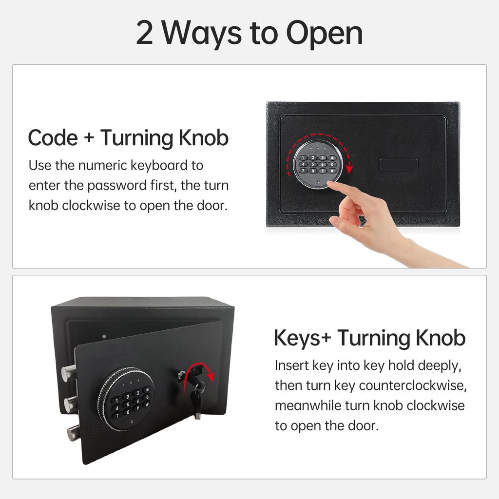 Home Safes Box Fireproof Waterproof Alarm System with Keypad and 2pcs Spare Key Digital Home