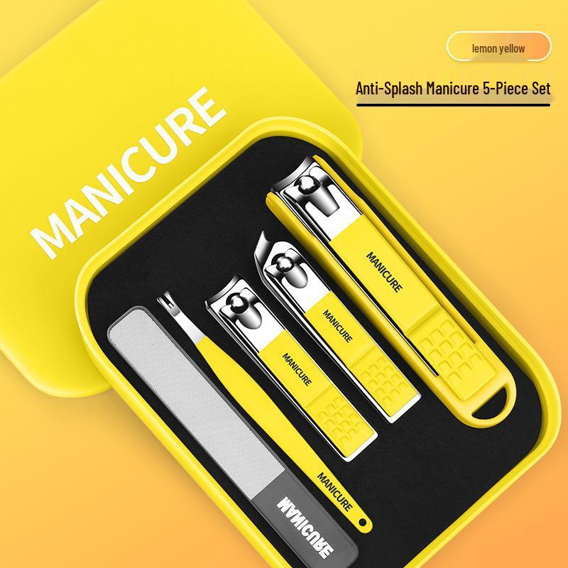 Portable 6-Piece Nail Clipper Set with Anti-Splash Design and Nail Decoration Tools