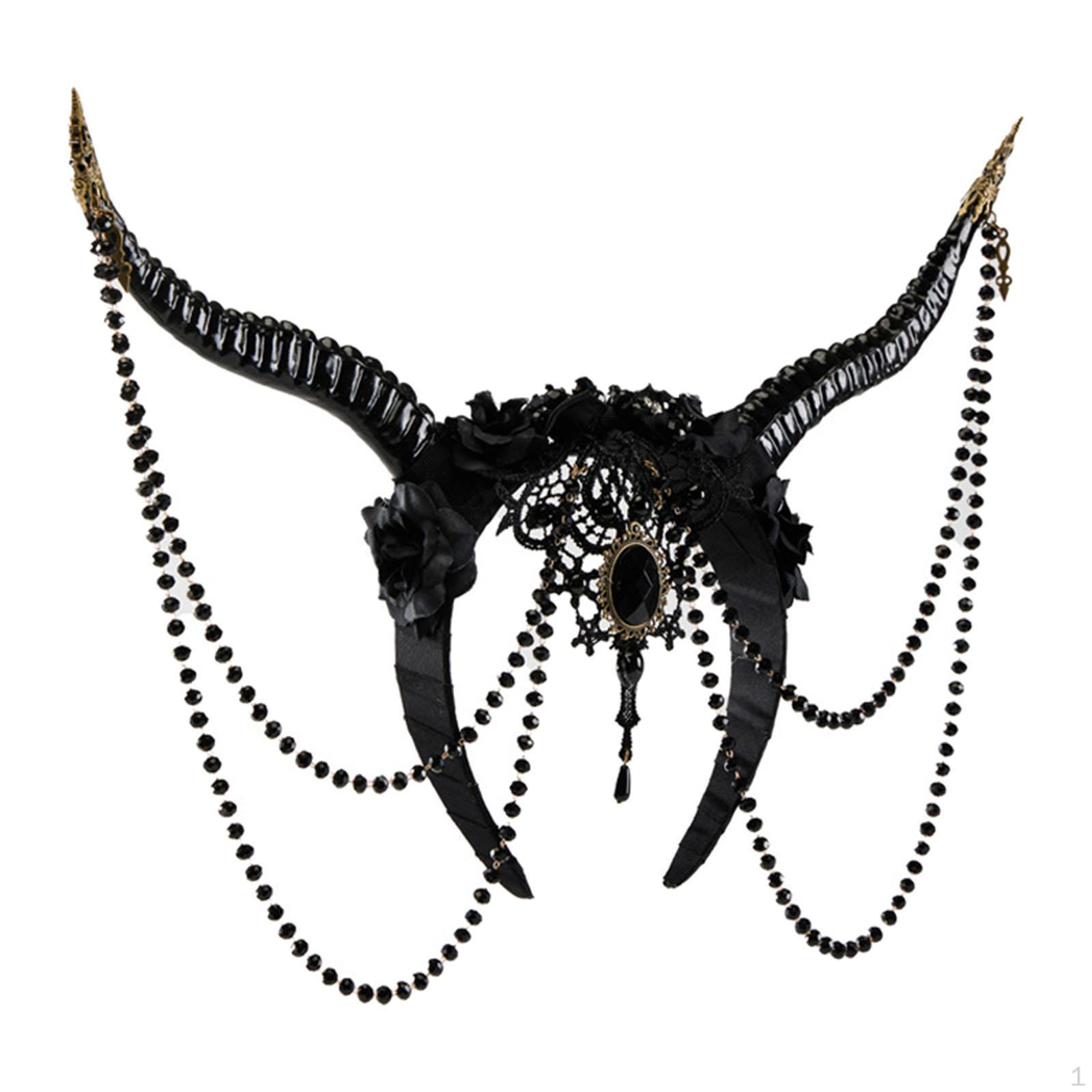 

Devil Headband Halloween Hair Band Headdress Women for Adult Costume Long