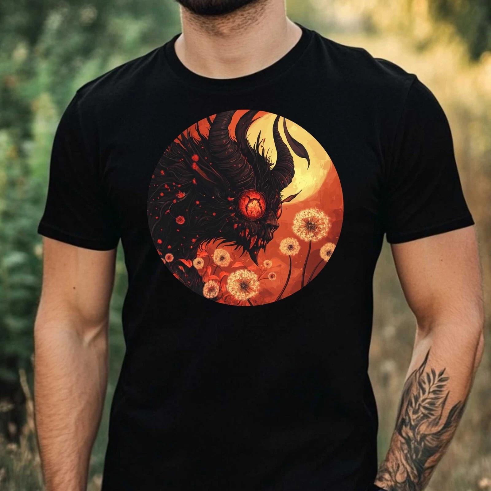 T-Shirt Herren Dämon mit Löwenzahn Motiv Baumwolle Größe XS bis 5XL XXXXL