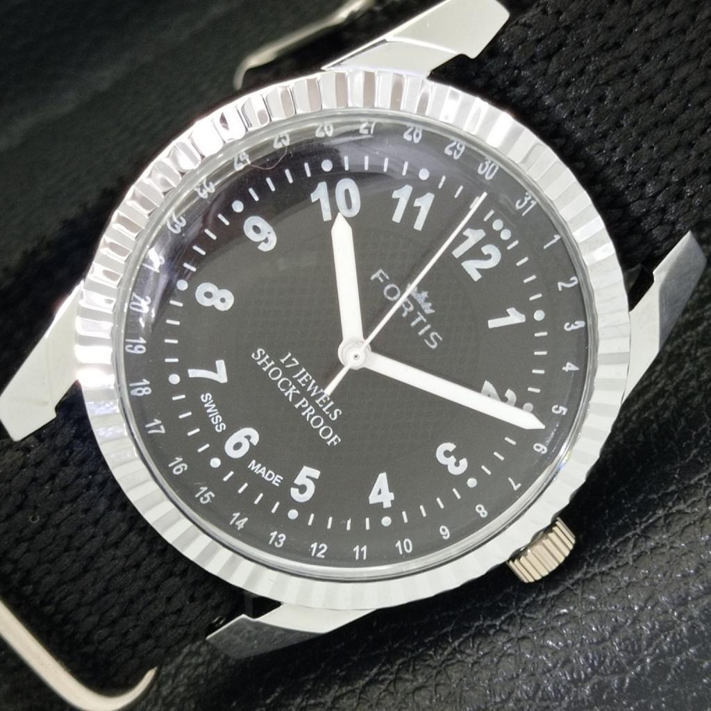 

REFURBISHED SWISS MENS HAND-WINDING BLACK COLOR DIAL WATCH a431730-2 R108-a431730