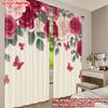 Flat Printing Party Curtain Blossoming Roses Butterflies Digital Printed Polyester Drapes Holiday Decorations Set Of 2 Made Washable