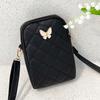 Rhombus Small Bag Women's New Korean Version Mobile Phone Bag Embroidered Butterfly Messenger Bag