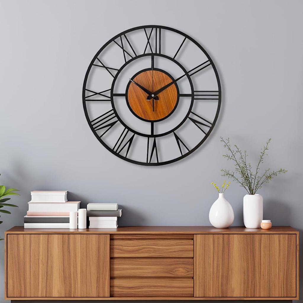 Large Metal Wall Clock – Big Wall Decor Metal Art for Living Room Hall Bedroom | Designer Analog Hanging Clock