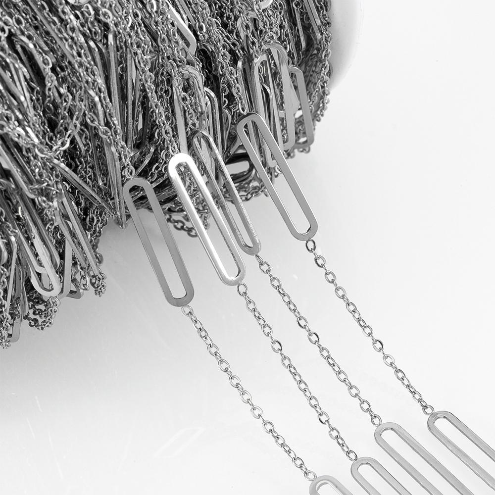 1M Stainless Steel Frosted Rounded Square Punk Chains Hip-hop Necklaces Oval Cross Chains Accessory for DIY Jewelry Making Gifts