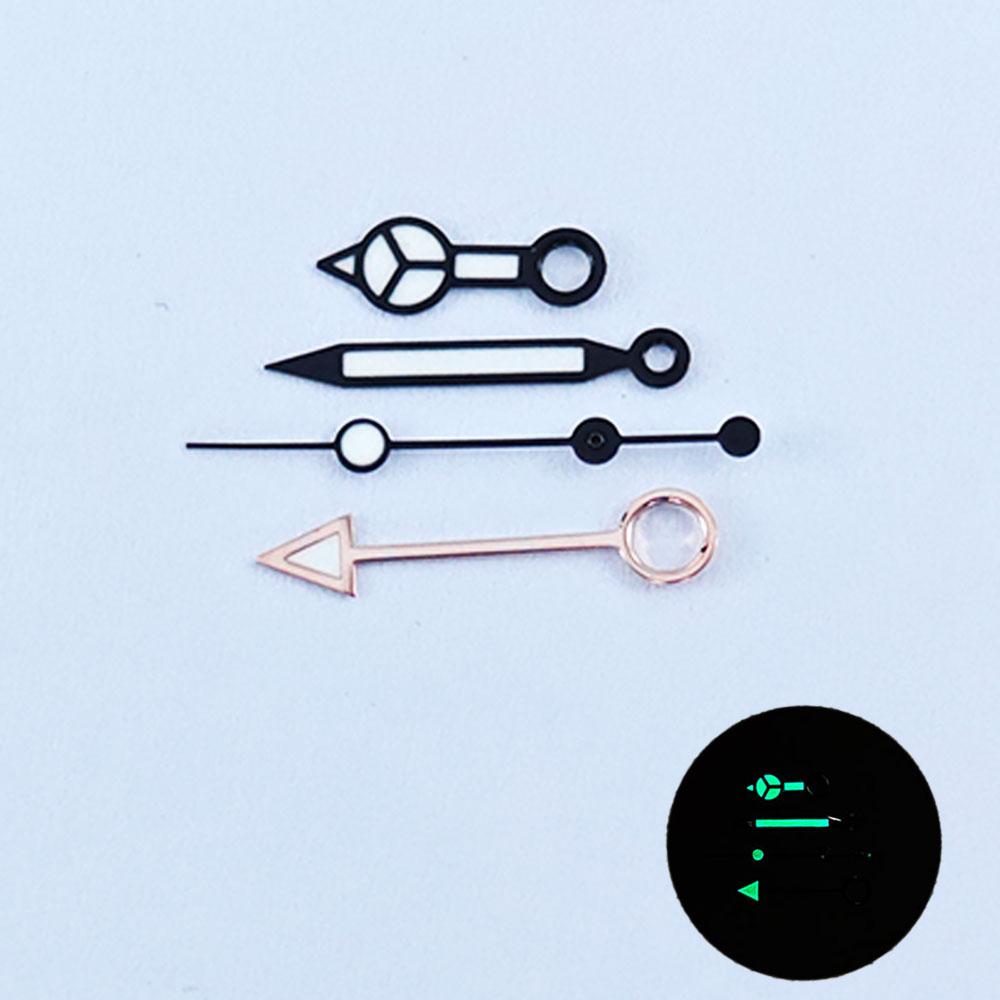 GMT NH34 Watch Hands Black 4Pins Fit NH34A Movement Blue Green Luminous Pointers Gmt-Needles Mod for Seiko Mod Parts