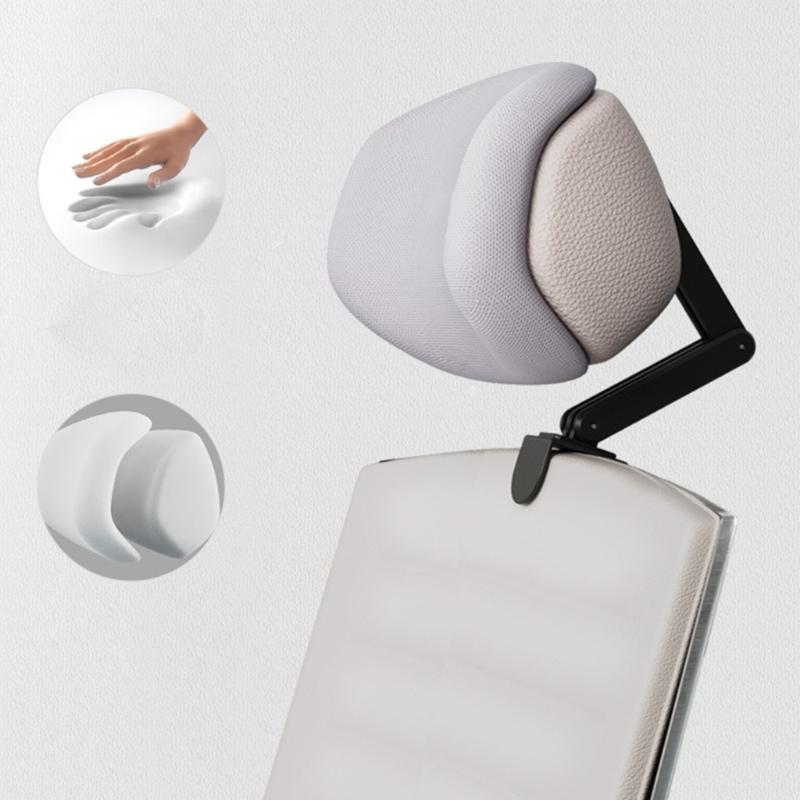Ergonomic Neck Cushion For Office Chairs Removable Headrest Attachment With Memory Foam Cores Adjustable Height Angled