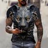 Men's T-shirt 3D lion print T-shirt summer short sleeved streetwear
