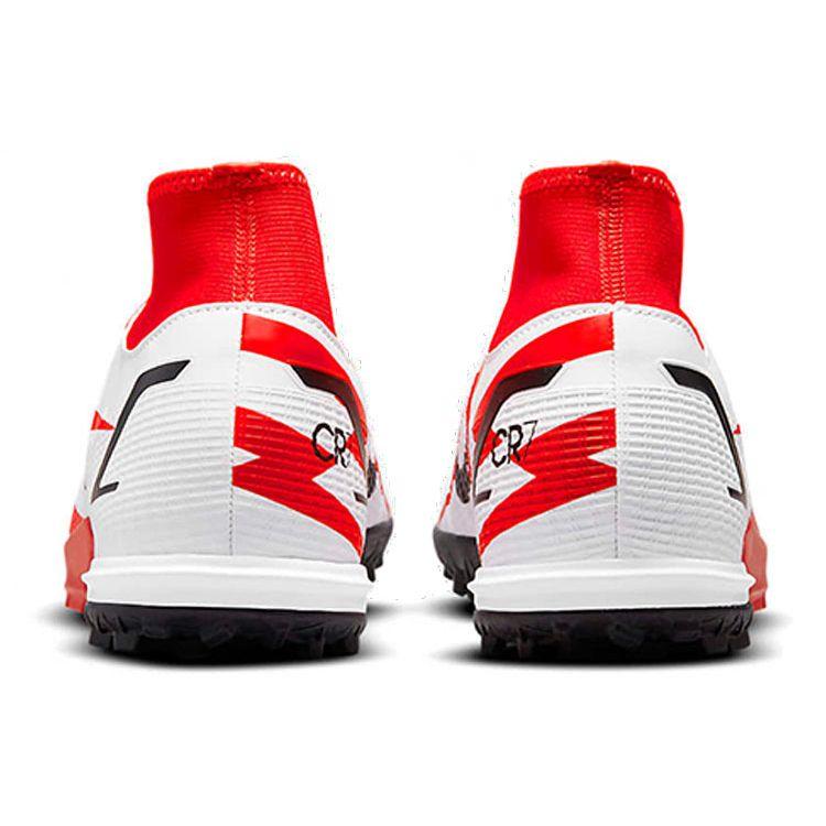 Nike Mercurial Superfly 8 Academy CR7 Round Toe Lace-Up Professional TF Soccer Shoes Unisex Soccer Shoes Black White Red DJ4683-600