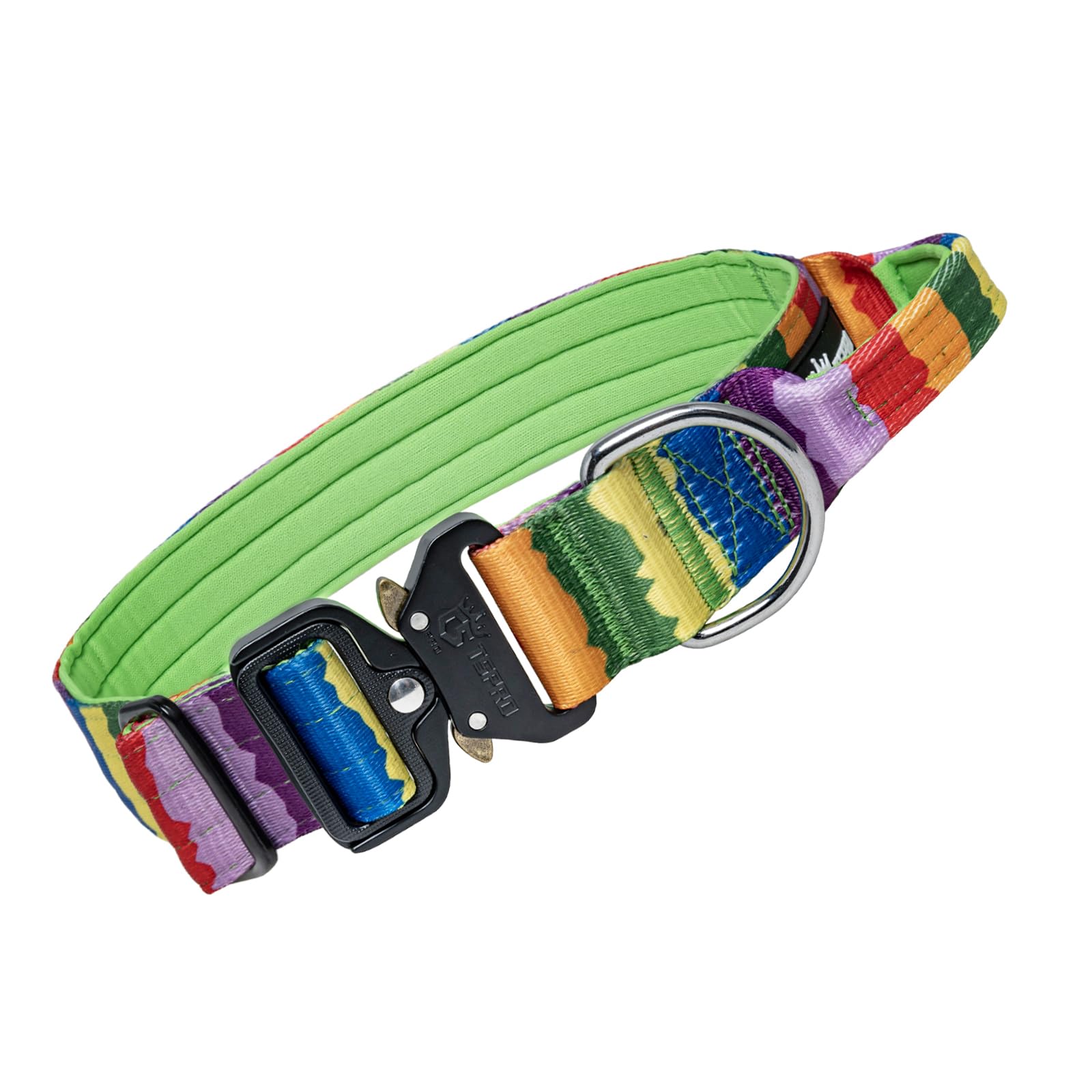 

TSPRO Premium Handled Dog Collar Adjustable with Quick Release For Medium to Large Dogs Gradient (Seven-Color Gradient, Multi-Colored - L)