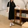 Women's Plus Size Summer T-shirt Dress: Loose Over-the-Knee Slit Skirt & Long Top Base Layer
