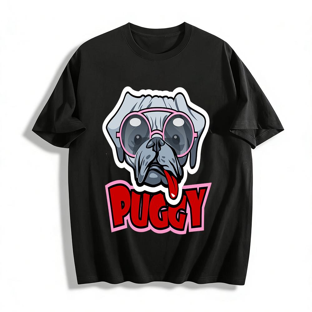 

Trendy Sunglasses Pug Graphic Casual Unisex Short Sleeve T-Shirt Pure cotton T-shirt XXS