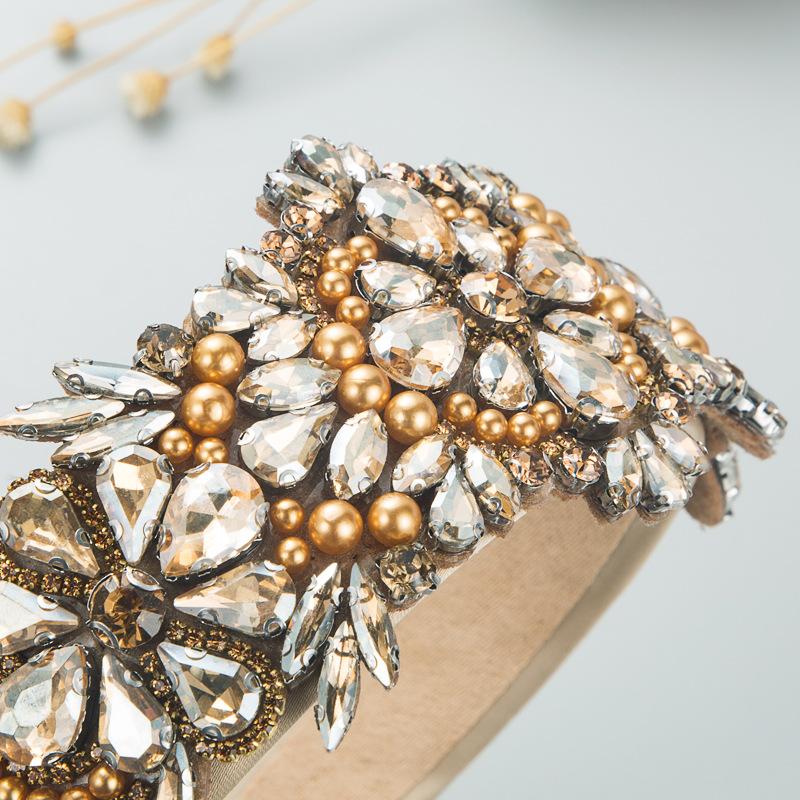 Damen Haarband Vintage Kristall Blume Barock Perle Street Shoot Breite Seite Kopfbedeckung