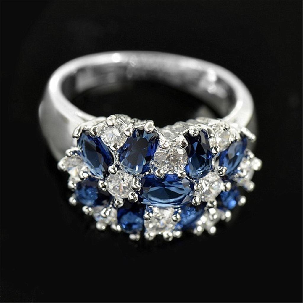 Anillo de Flor Floreciente de Circonita de Colores – Banda Creativa Europea y Americana Pavimentada con Diamantes