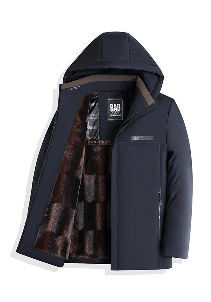 2024 Men's Fleece-Lined Cotton Coat with Detachable Hood - Warm, Thickened Jacket for Mid-aged and Elderly