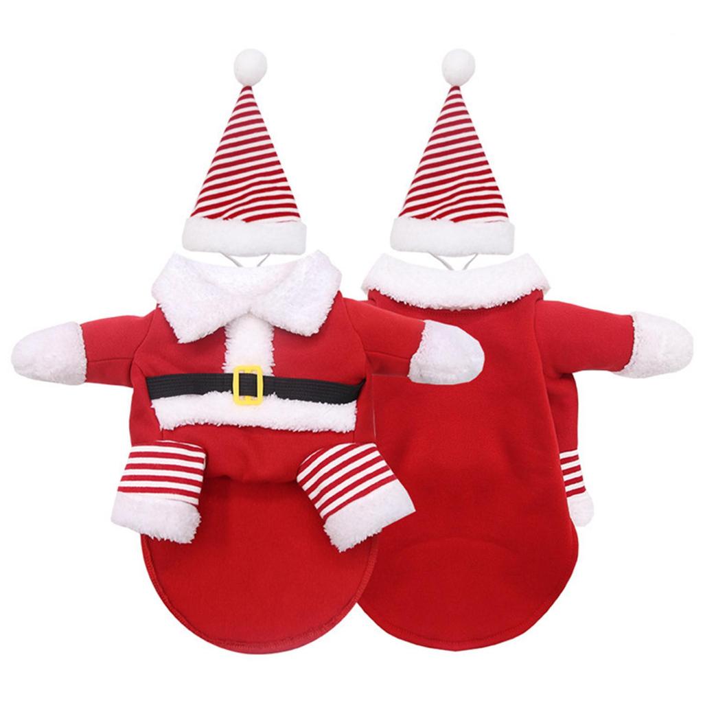 Cute Santa Claus Dog Cat Christmas Costumes Christmas Clothing for Holidays Small Medium Dogs Cats Parties Halloween Photo Shoot