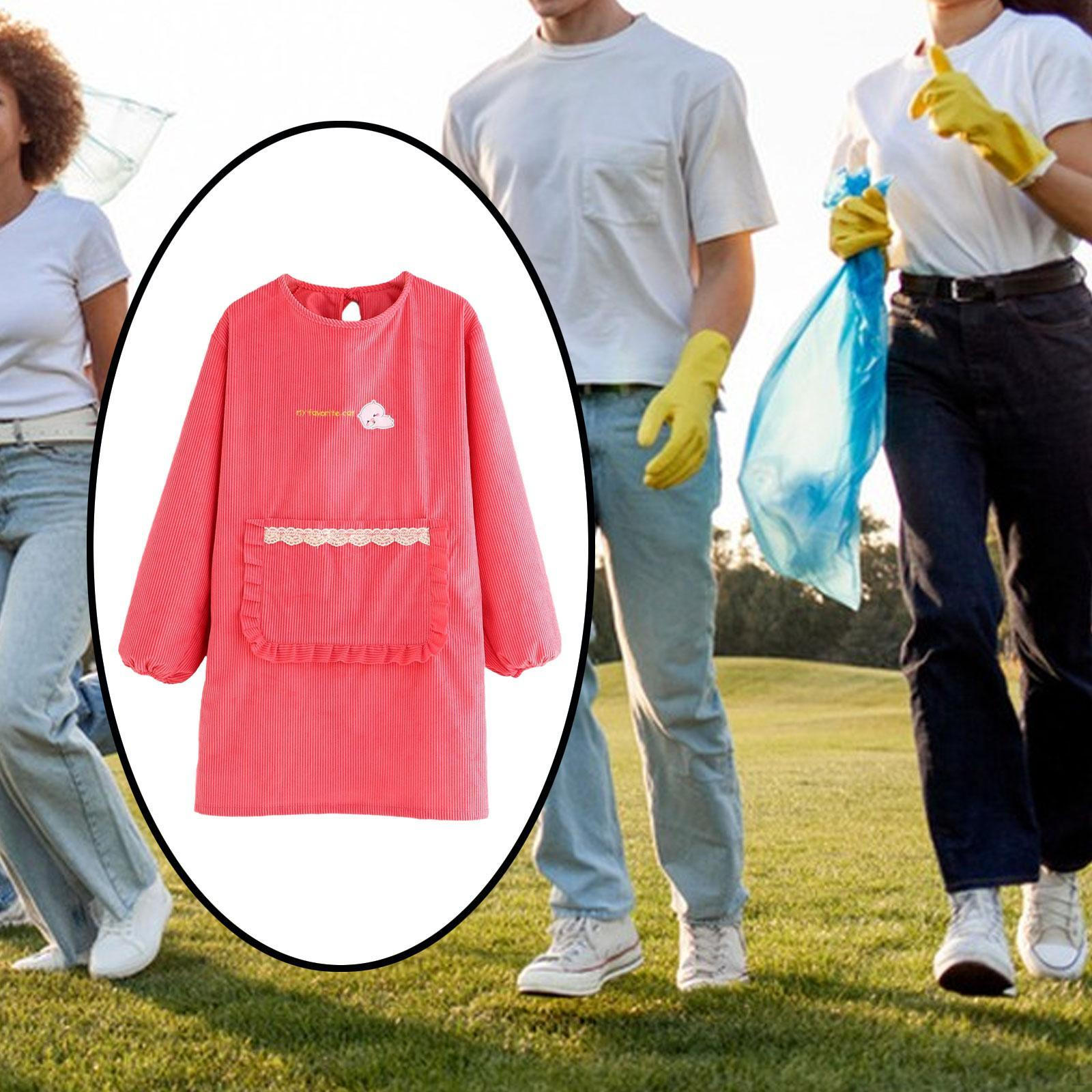 

Kitchen Apron Breathable Corduroy Cooking Overall for Baking Cleaning Restaurant рожевий