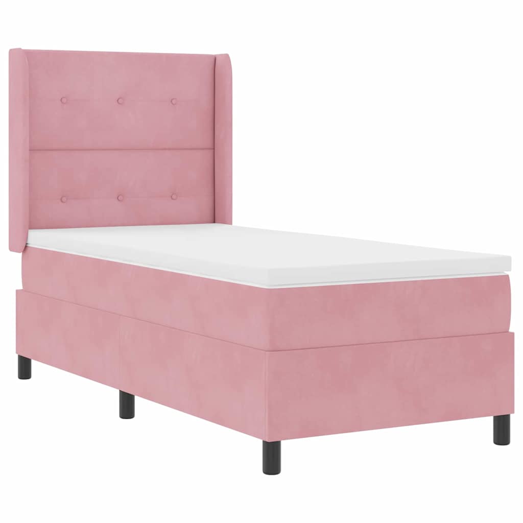 Box Spring Bed with Mattress and Headboard Pink 80 x 200 cm Velvet