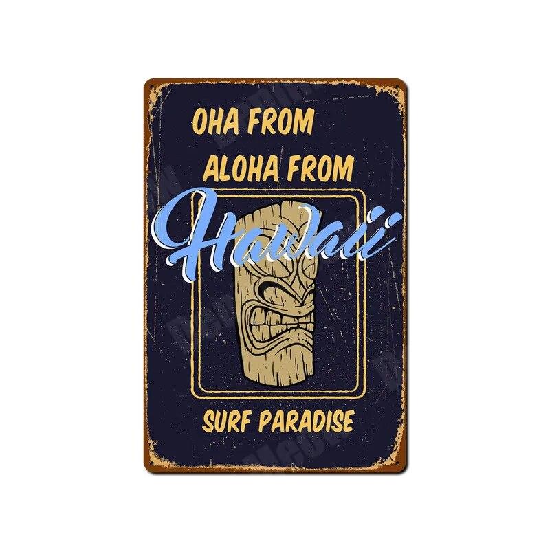 Tiki Bar Wall Art Posters, Tin Signs, Beach Bar, Hawaii Surfing, Vintage Home Decor, Tin, Pub, Cafe, ZSS16
