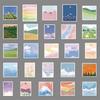 50 Trendy Landscape Oil Painting Stickers - DIY Skateboard & Water Bottle Decor (Non-Infringing, Graffiti Style)