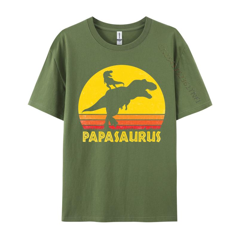 Design Papasaurus Fathers Day Tshrit Tops Shirts Special Premium Cotton TShirt Vintage T Shirts Plain