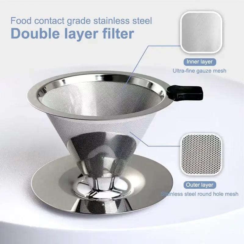 Food Grade Stainless Steel Pour Over Coffee Filter Mesh For Home Office Coffee Lovers Daily Brewing