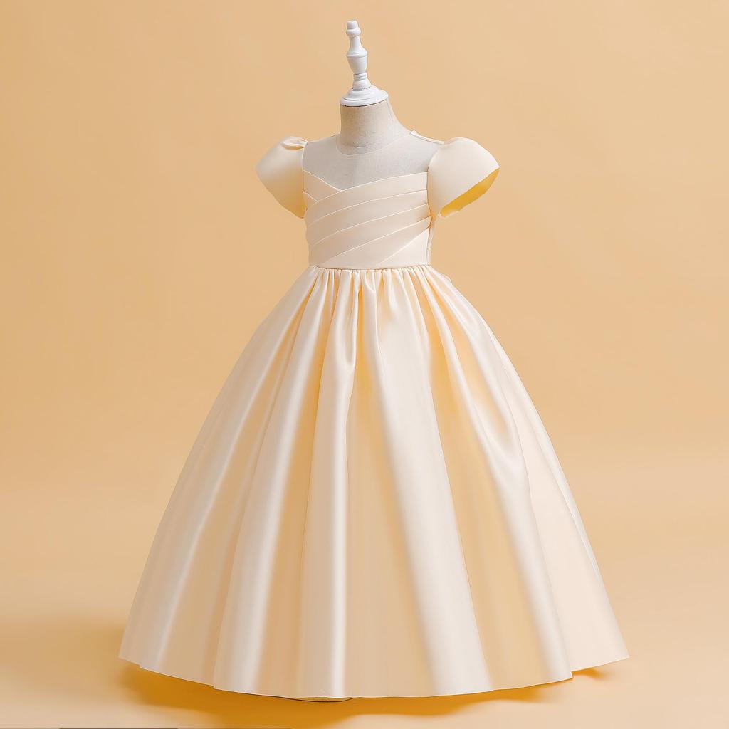 2025 Girl's Satin Princess Dress - Birthday Party & Piano Performance Outfit