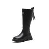 Girls High Boots Knee-high Long Boots  Autumn Winter Kids Motorcycle Boots Simple Chic Classic Zipper Rubber Shoes