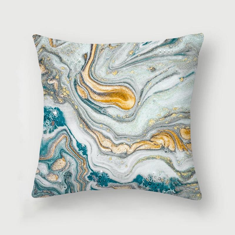 Nordic Blue Marble Polyester Pillowcase Sea Rock Texture Bedside Sofa Chair Throw Pillow Cushion Cover Home Decor Cushion Cover