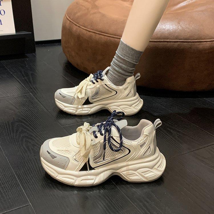 

[Yushilai] Fashion platform dad shoes women s spring 2025 new color matching mesh casual versatile single shoes 35