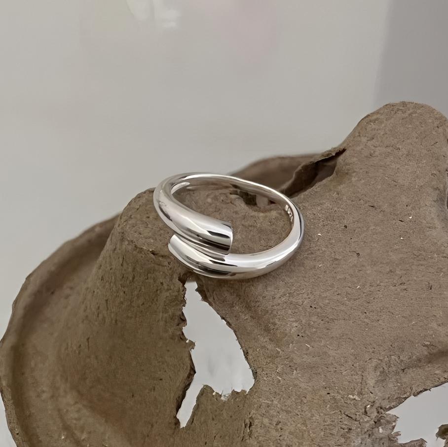 PANJBJ Real 925 Silver Retro Round Ring For 2 Rigns Women Chain Vintage Fine Jewelry Minimalist Accessories Gift